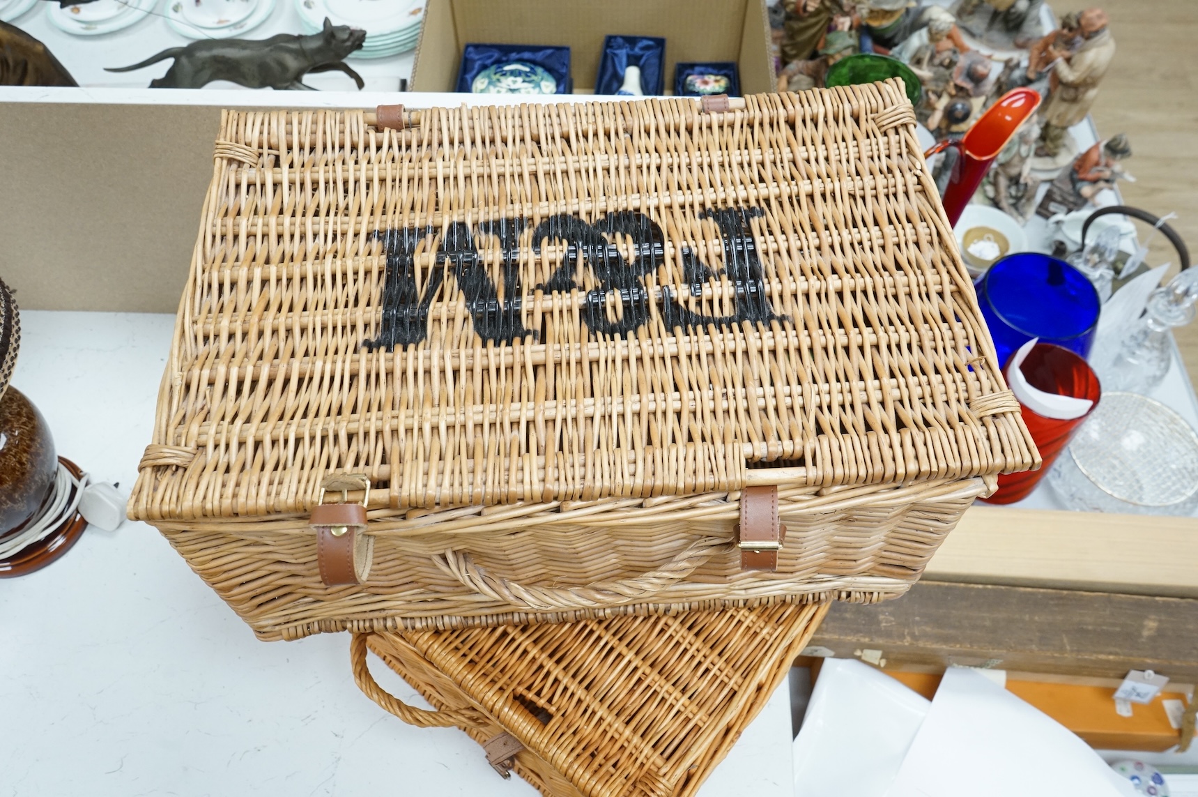 Two Fortnam and Masons picnic baskets hampers 51cm x 24cm